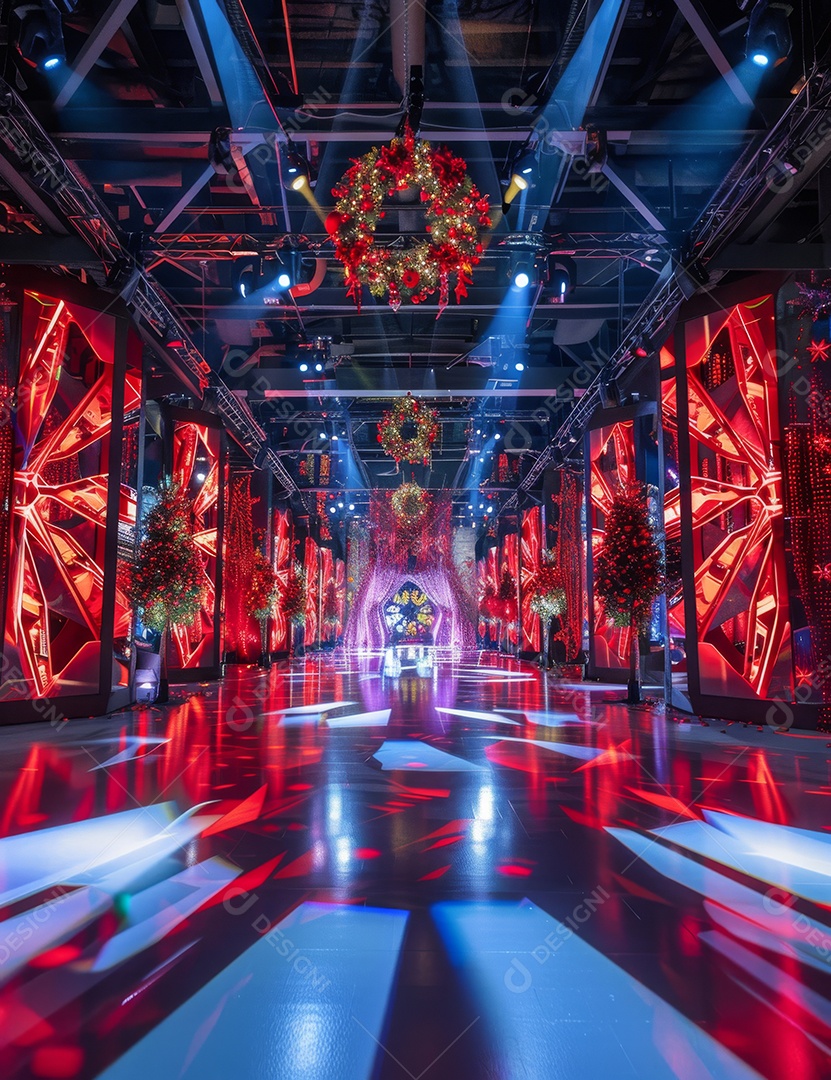 Um palco de Natal moderno em uma sala