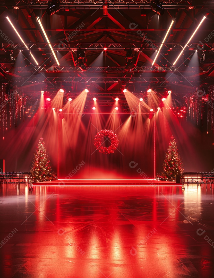 Um palco de Natal moderno em uma sala