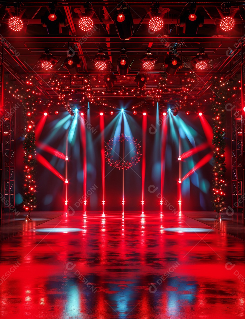 Um palco de Natal moderno, uma sala