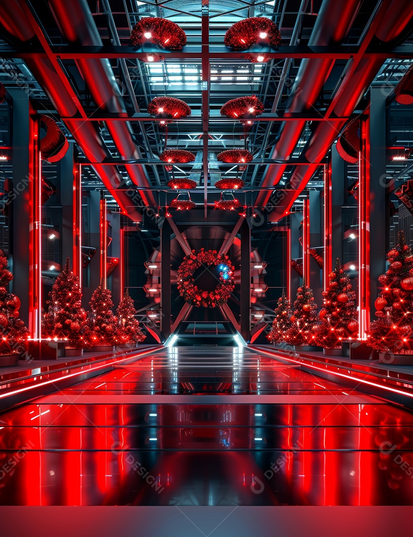 Um palco de Natal moderno em uma sala