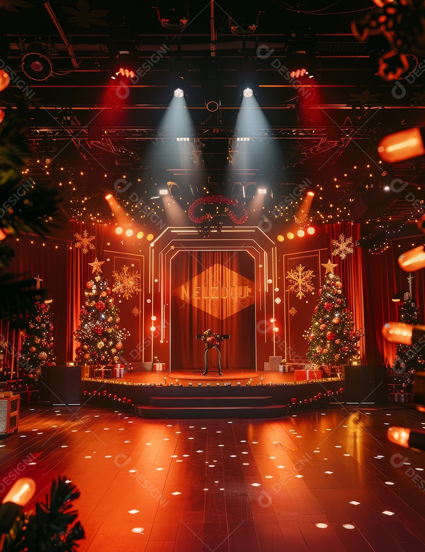 Um palco de Natal moderno em uma sala