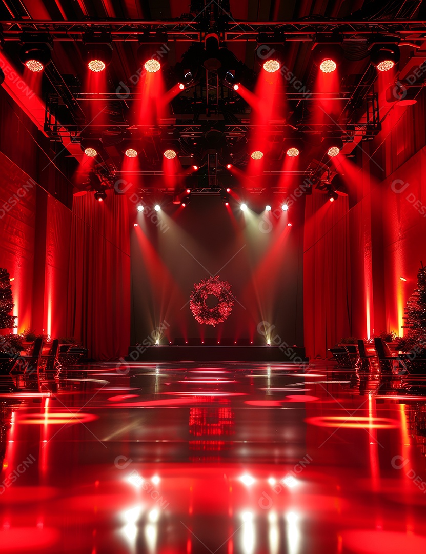 Um palco de Natal moderno em uma sala