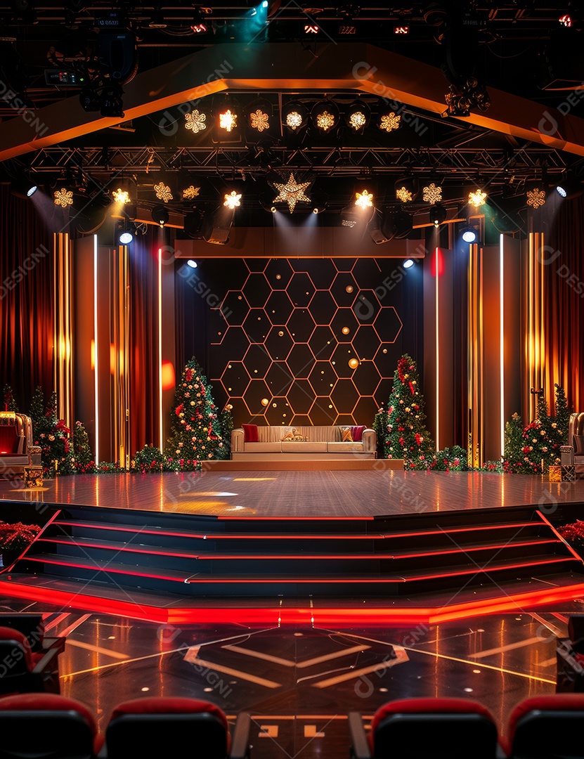 Um palco de Natal moderno em uma sala