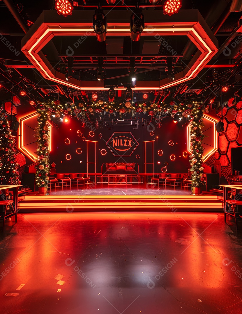 Um palco de Natal moderno em uma sala