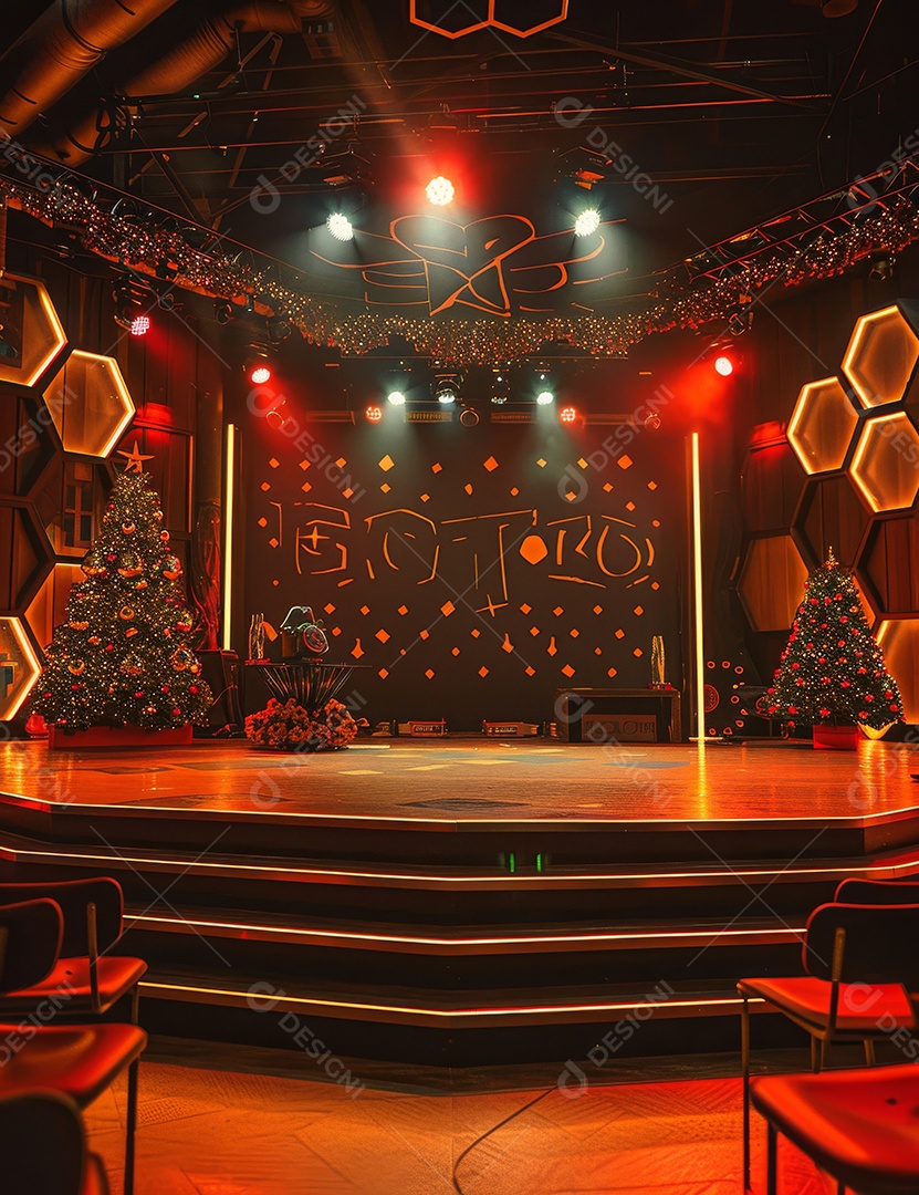 Um palco de Natal moderno em uma sala
