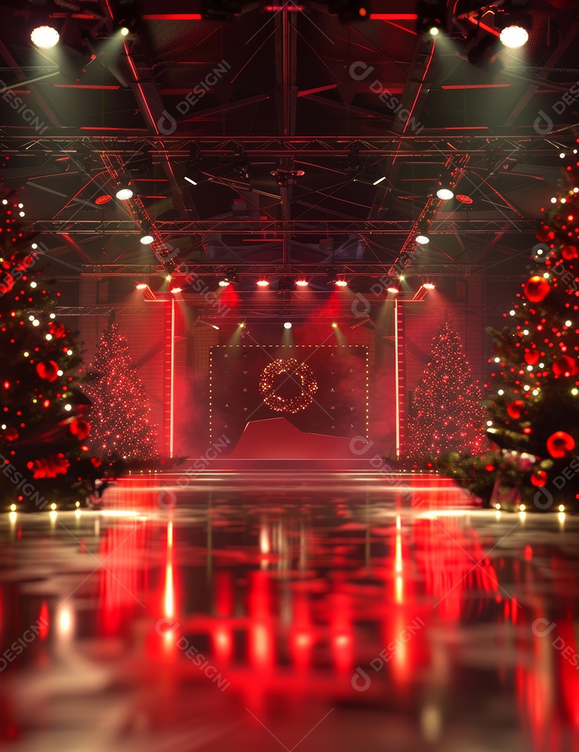 Um palco de Natal moderno em uma sala