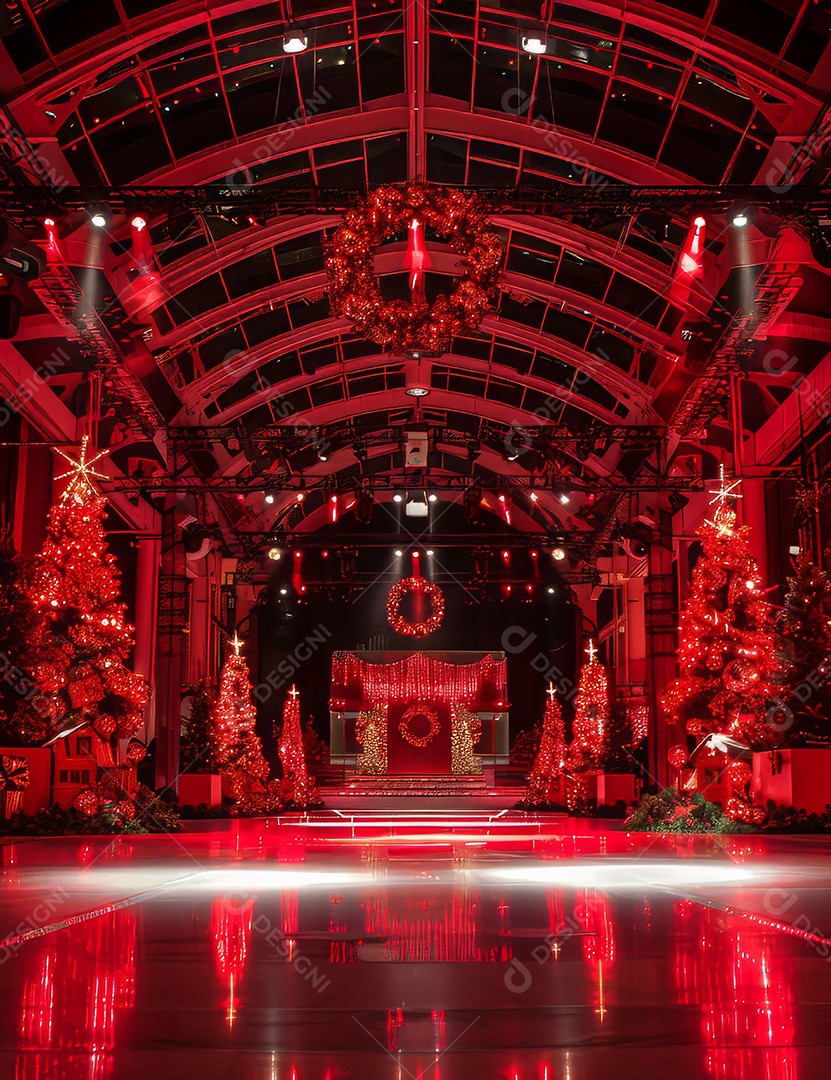 Um palco de Natal moderno em uma sala