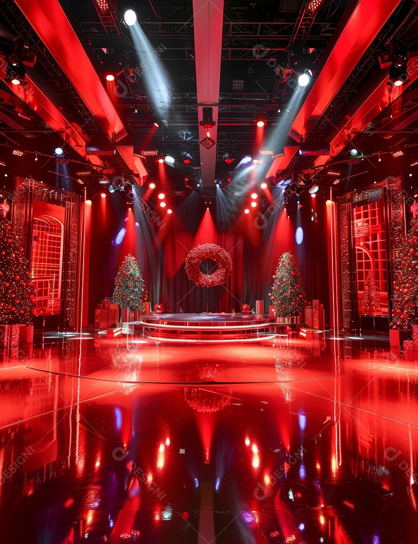 Um palco de Natal moderno em uma sala