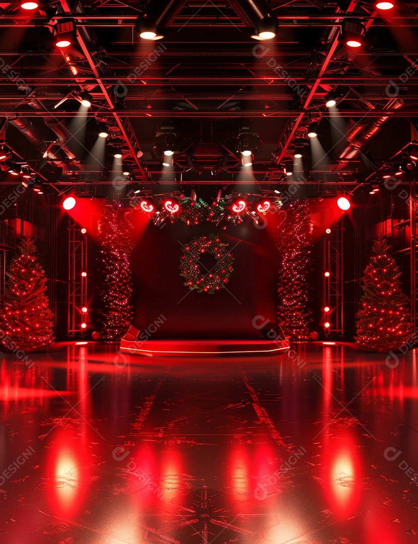 Um palco de Natal moderno em uma sala
