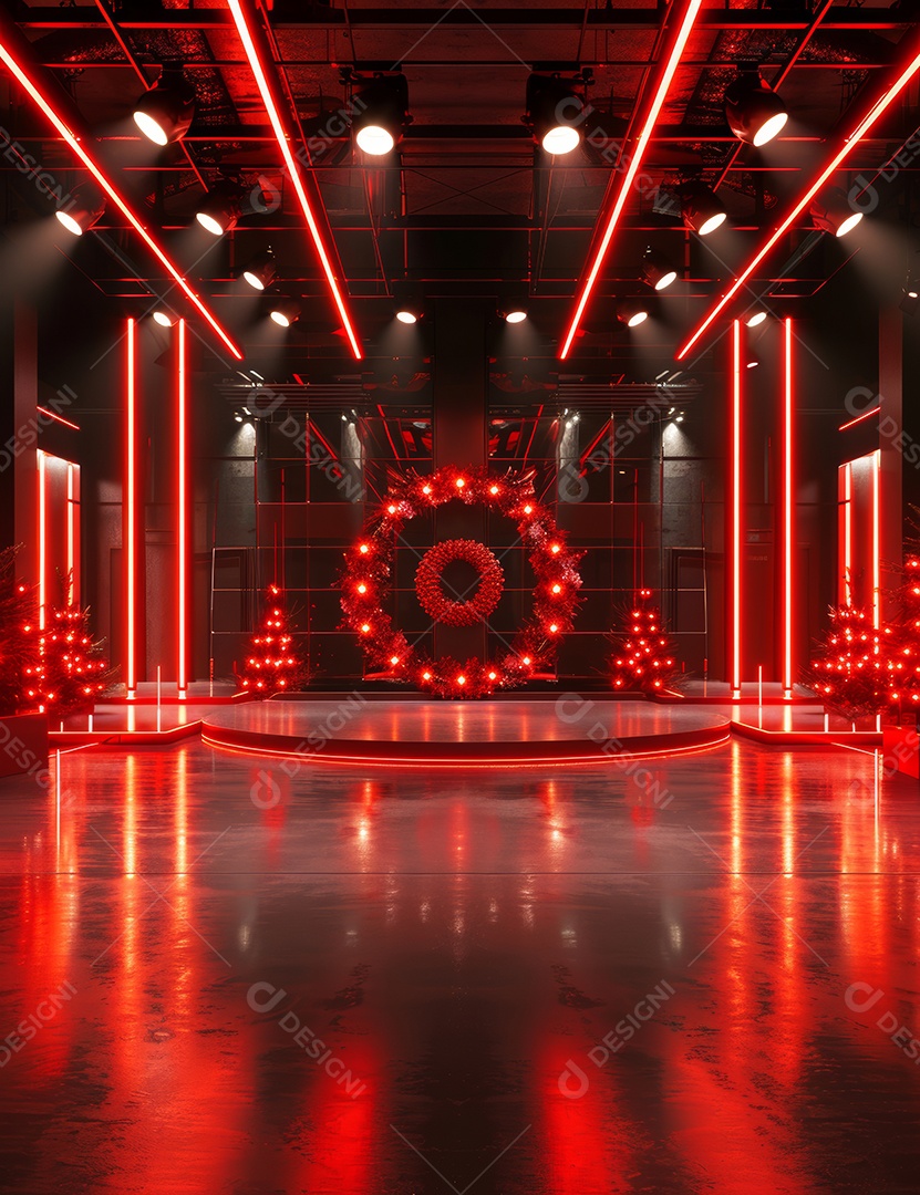 Um palco de Natal moderno em uma sala