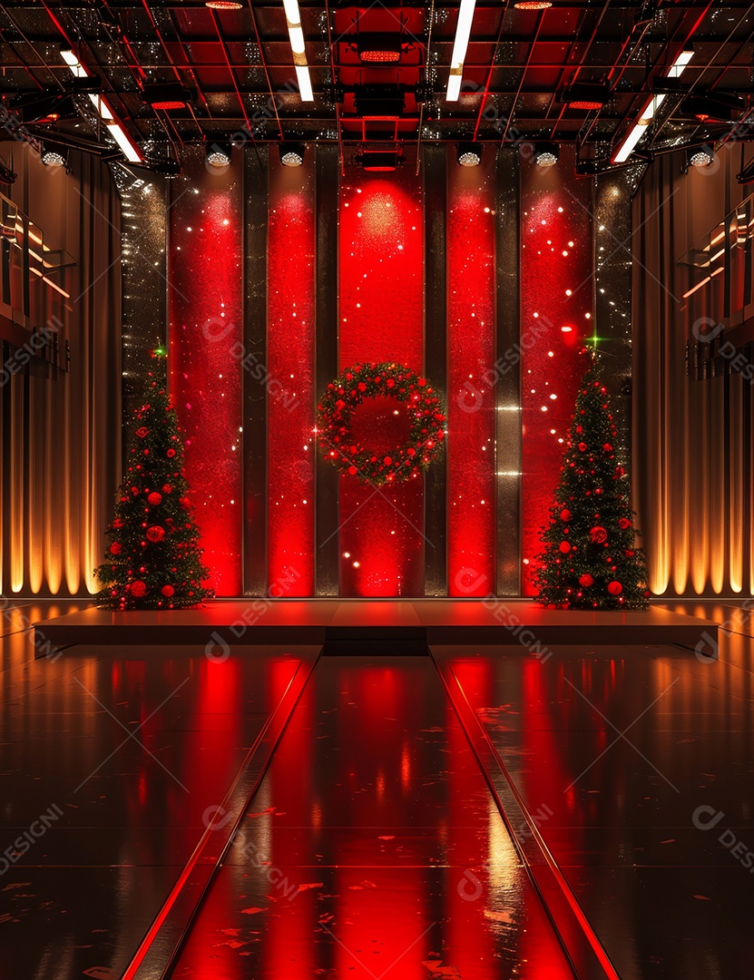 Um palco de Natal moderno em uma sala