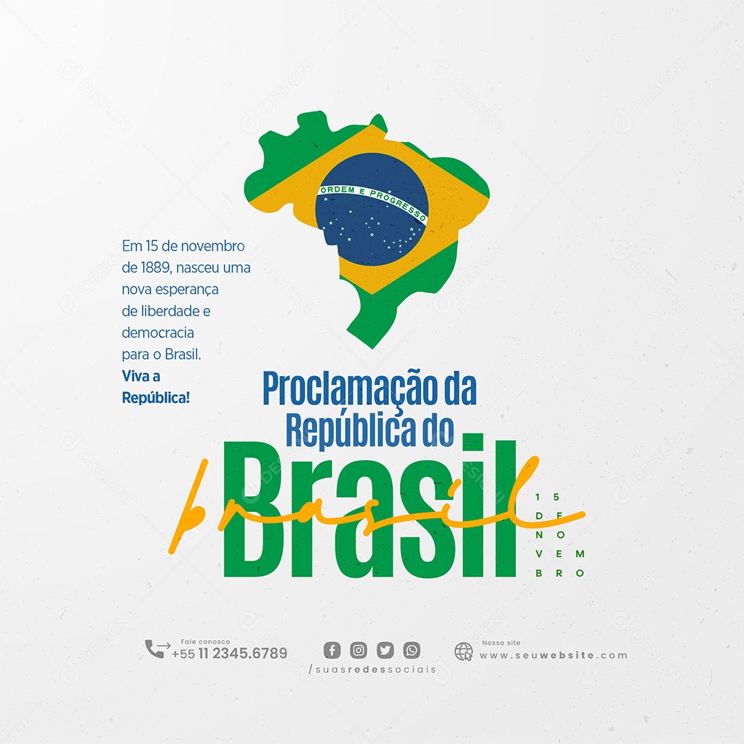 Dia da Proclamação Da República 15 De Novembro Social Media PSD Editável