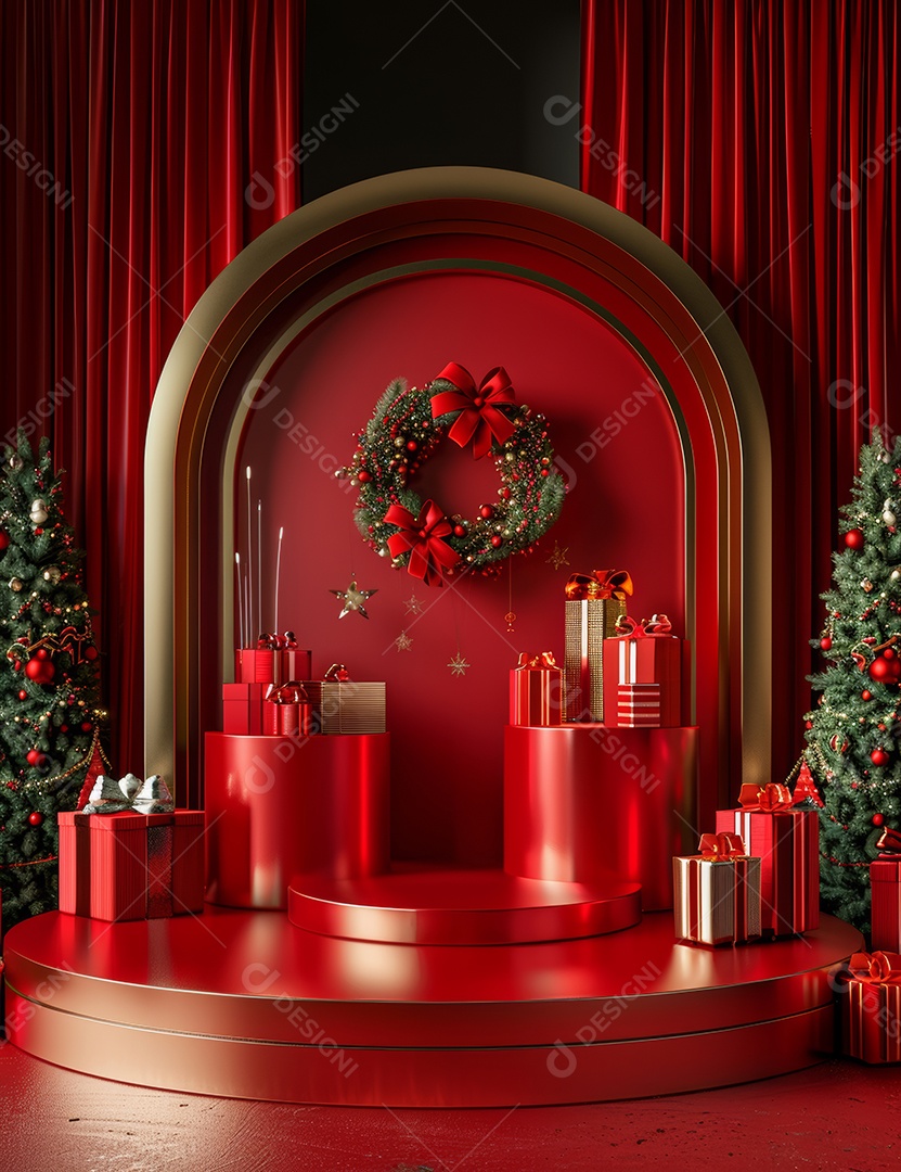 Um palco de Natal moderno em uma sala