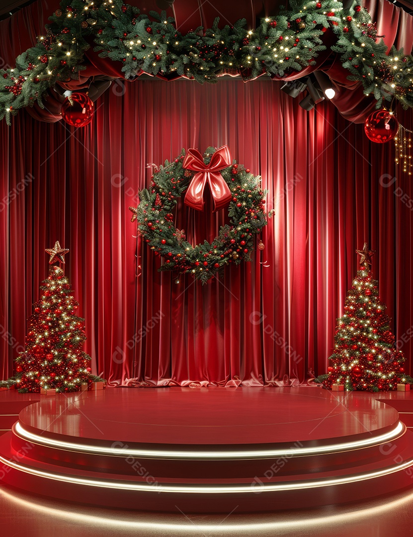 Um palco de Natal moderno em uma sala