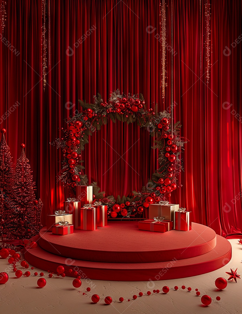 Um palco de Natal moderno em uma sala