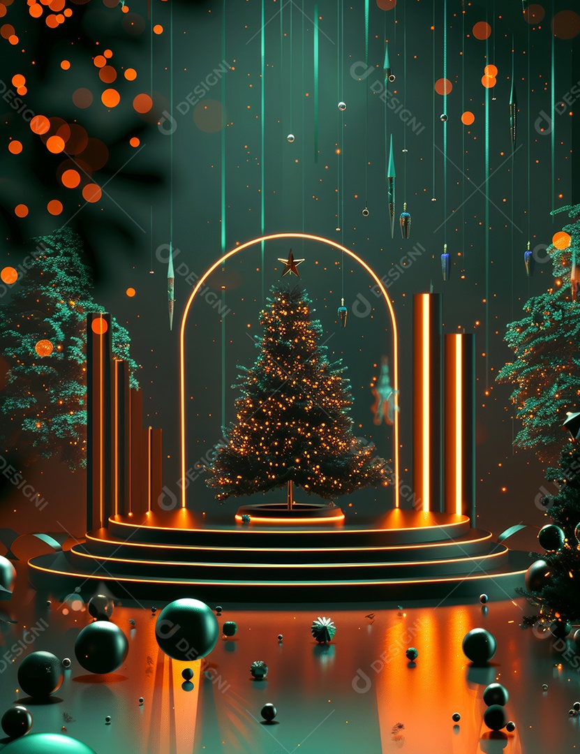 Um palco de Natal moderno em uma sala