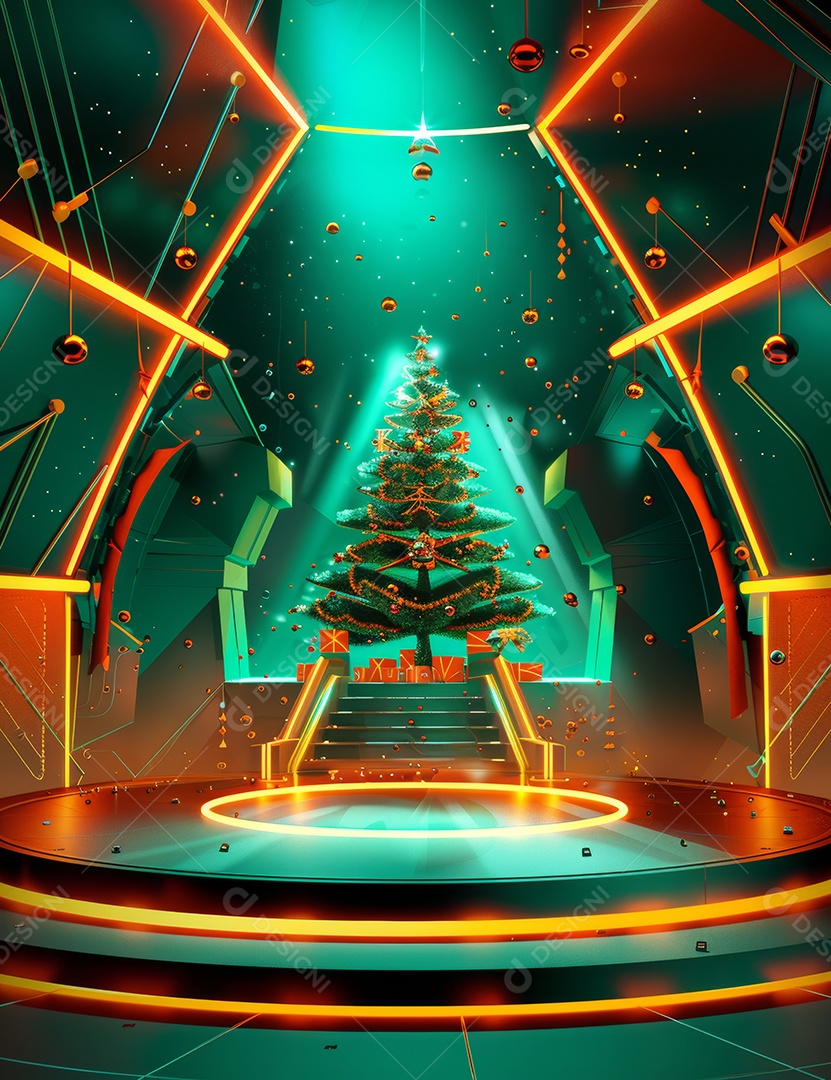 Um palco de Natal moderno em uma sala