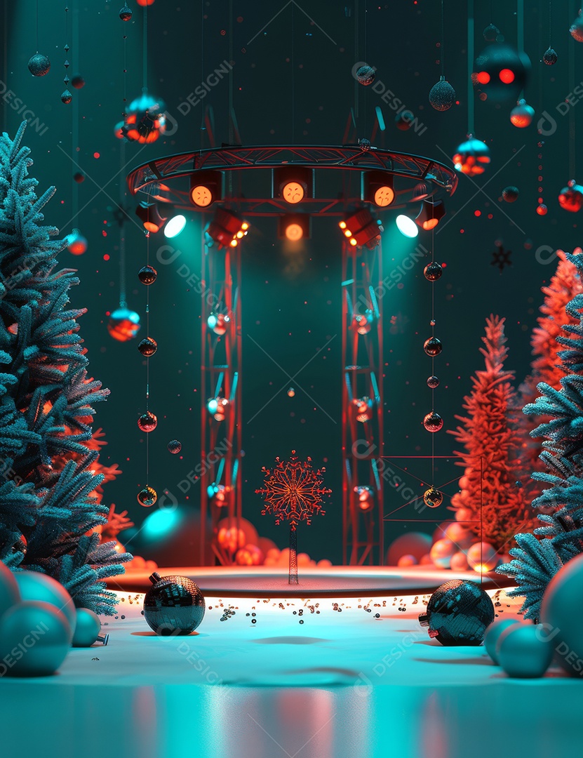 Um palco de Natal moderno em uma sala