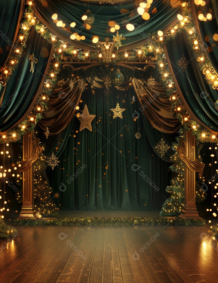 Enfeites de palco verde veado com tema de Natal