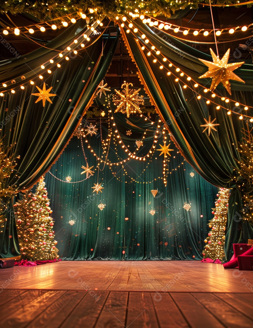 Enfeites de palco verde veado com tema de Natal