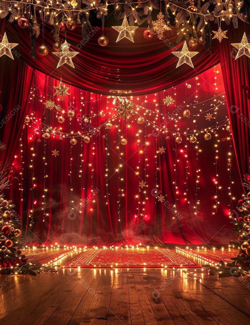 Enfeite de palco vermelho palco temático de Natal