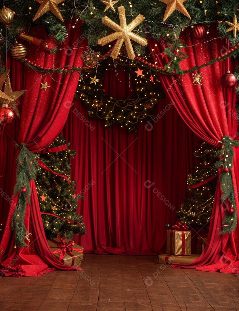 Enfeite de palco vermelho palco temático de Natal