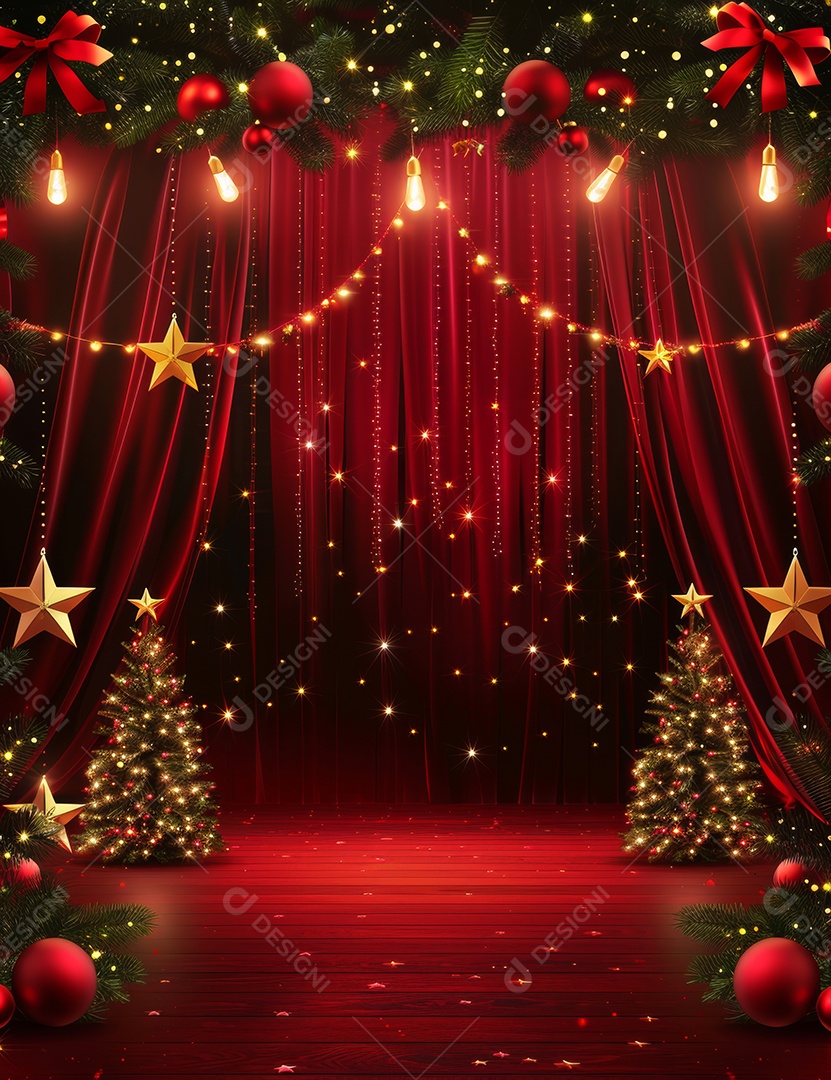 Enfeite de palco vermelho palco temático de Natal
