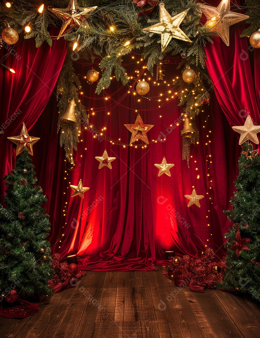 Enfeite de palco vermelho palco temático de Natal