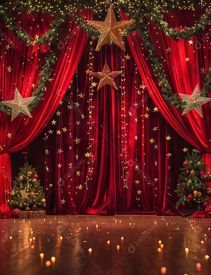 Estágio 3d de renderização do cartão de Natal festivo