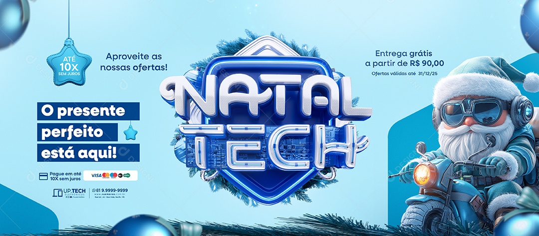 Banner Natal Tech Loja de Eletrônicos O Presente Perfeito Está Aqui Social Media PSD Editável