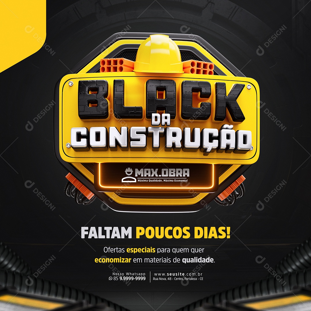 Black da Construção Faltam Poucos Dias Social Media PSD Editável