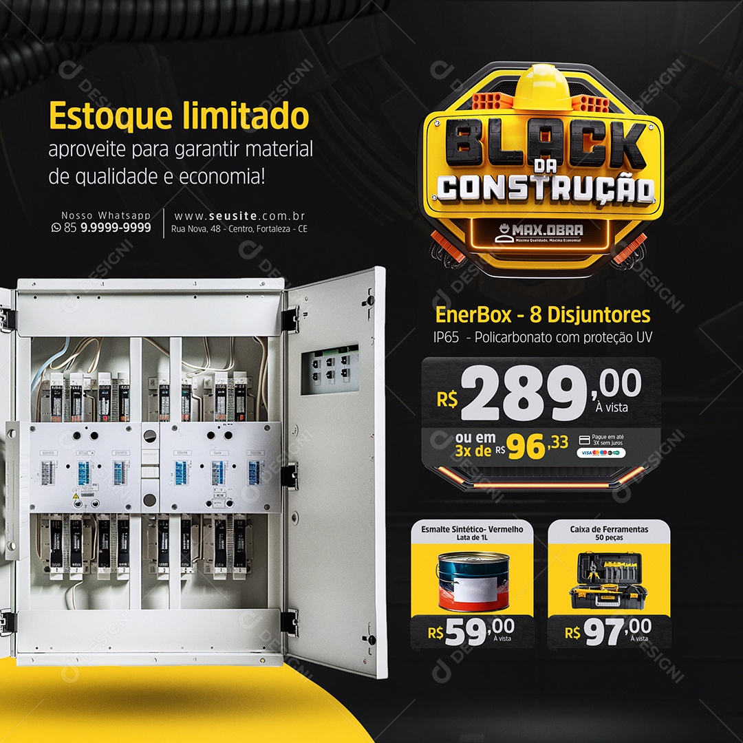 Black da Construção Ener Box 8 Disjuntores Social Media PSD Editável