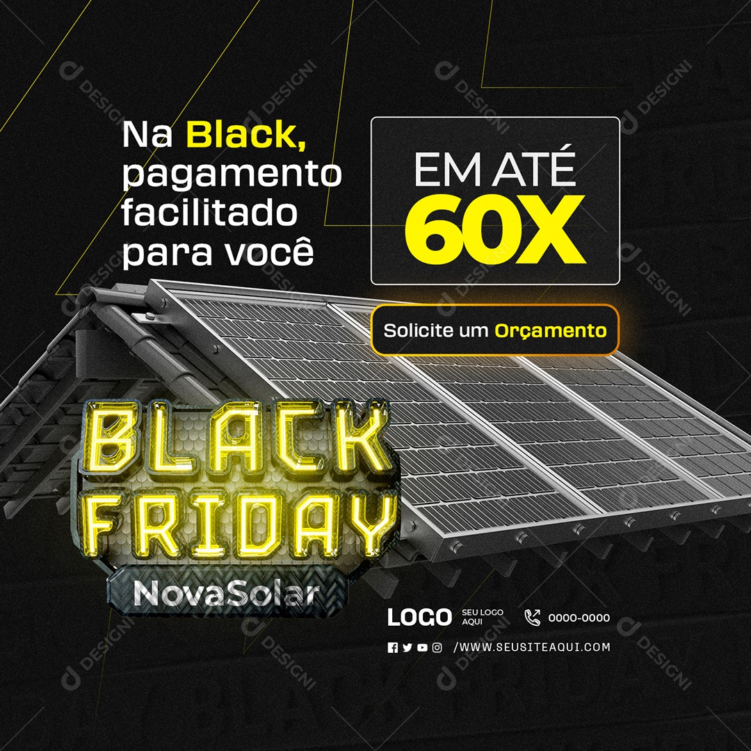Energia Solar Black Friday Pagamento Facilitado Social Media PSD Editável