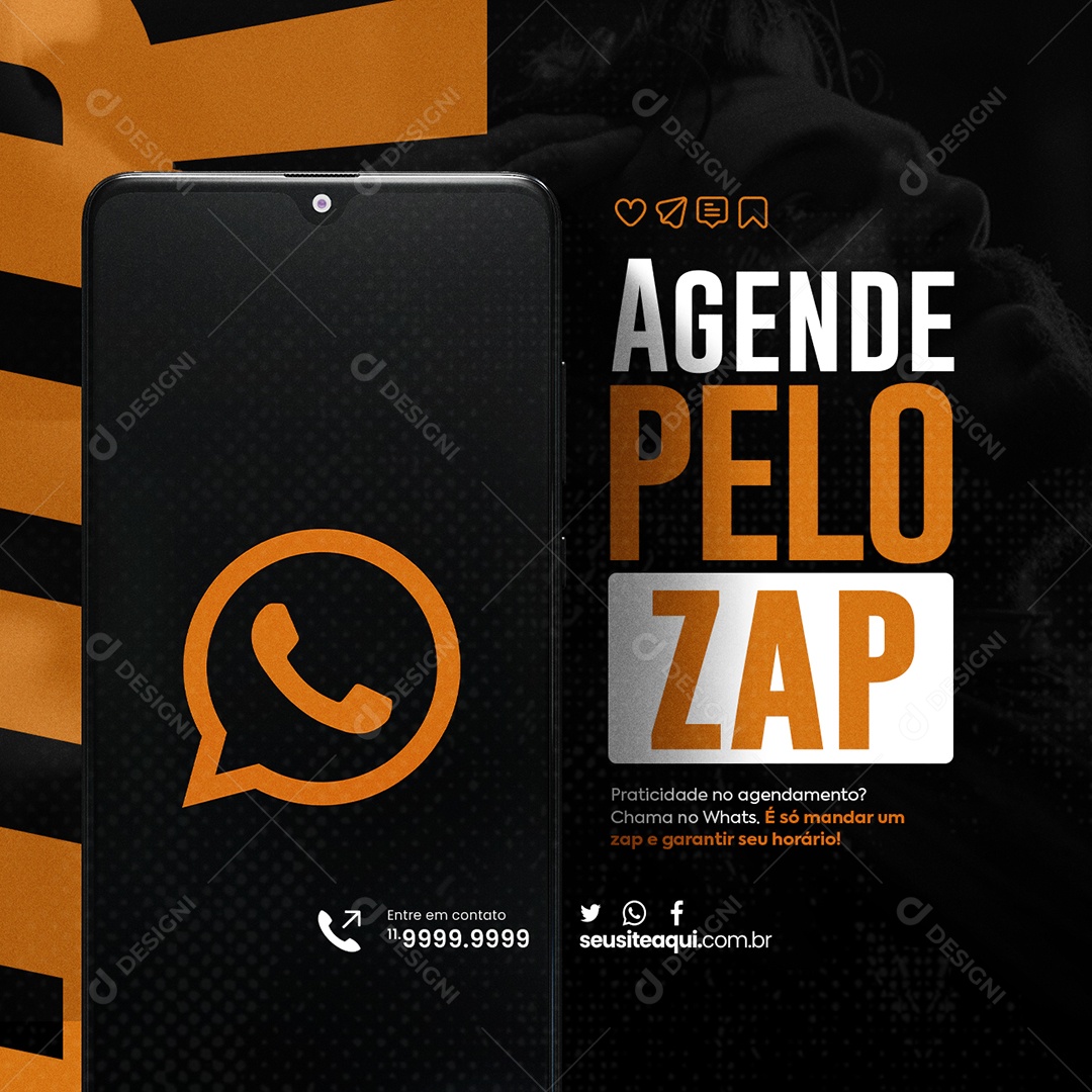 Barbearia Agenda Pelo Zap Social Media PSD Editável