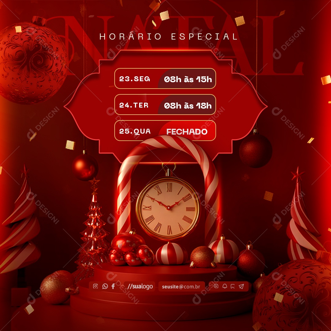 Horário de Funcionamento Especial Social Media PSD Editável