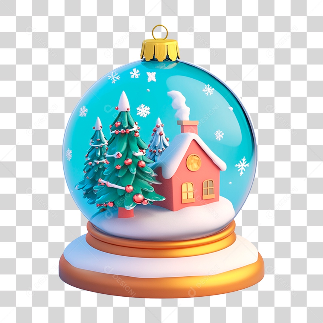 Globo de Neve Enfeite de Natal 3D PNG Transparente