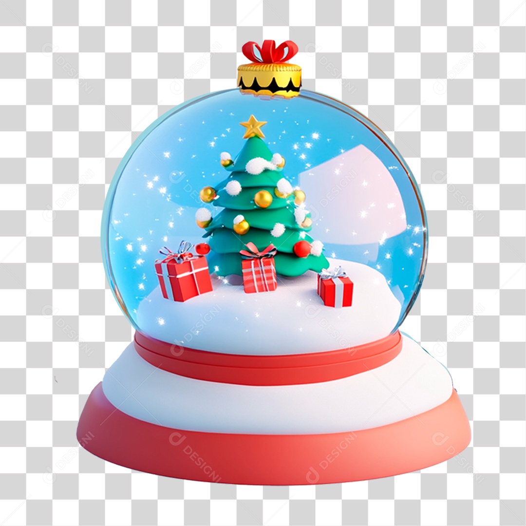 Globo de Neve Enfeite de Natal 3D PNG Transparente