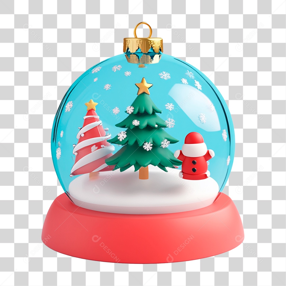 Globo de Neve Enfeite de Natal 3D PNG Transparente