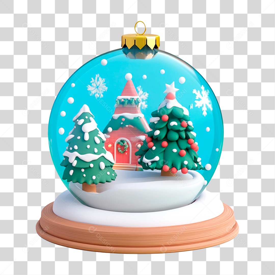 Snow Globe Christmas ornament 3D PNG Transparent