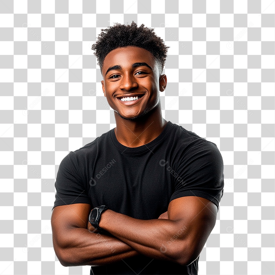 Jovem Negro Feliz Sorrindo PNG Transparente