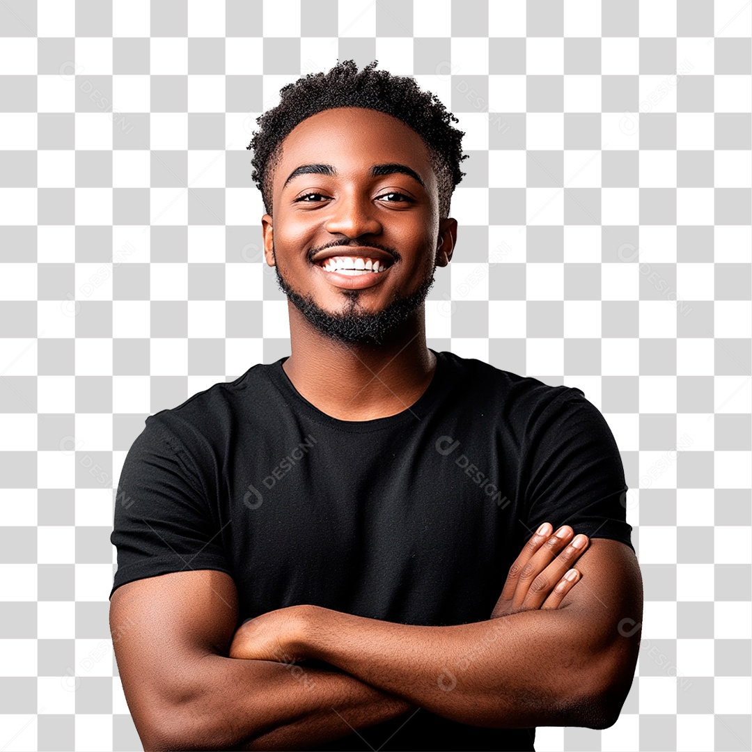 Jovem Negro Feliz Sorrindo PNG Transparente