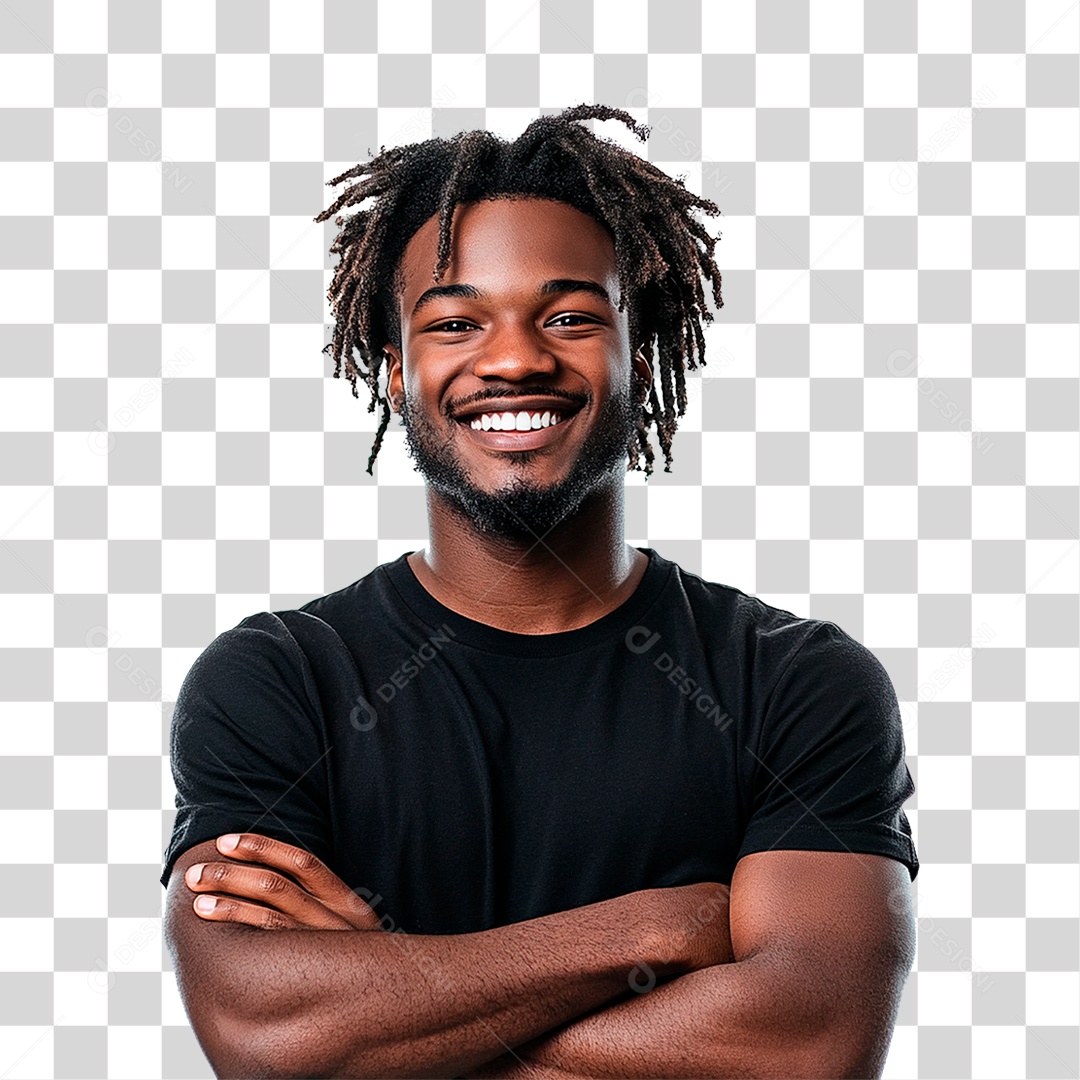 Jovem Negro Feliz Sorrindo PNG Transparente