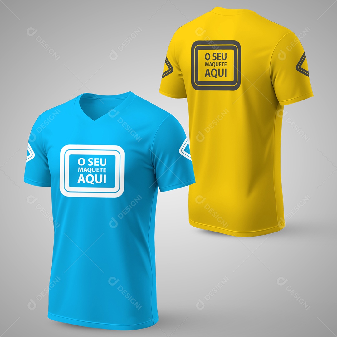 Mockup Camisas Amarela e Azul PSD Editável