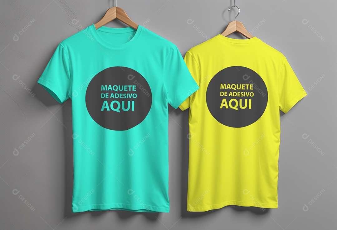 Mockup Camisas Amarela e Azul PSD Editável