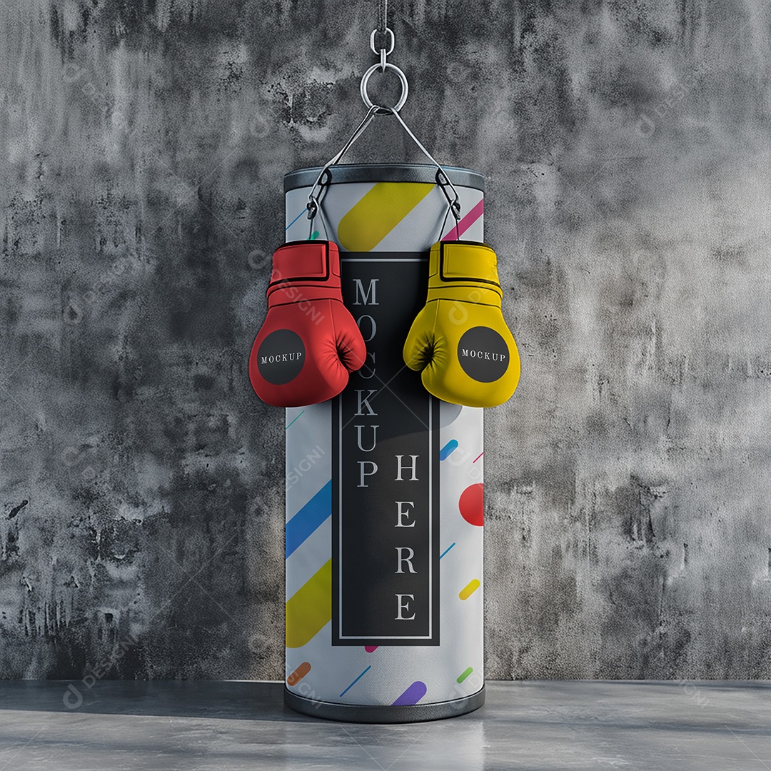 Mockup De Luvas e Saco De Boxe PSD Editável