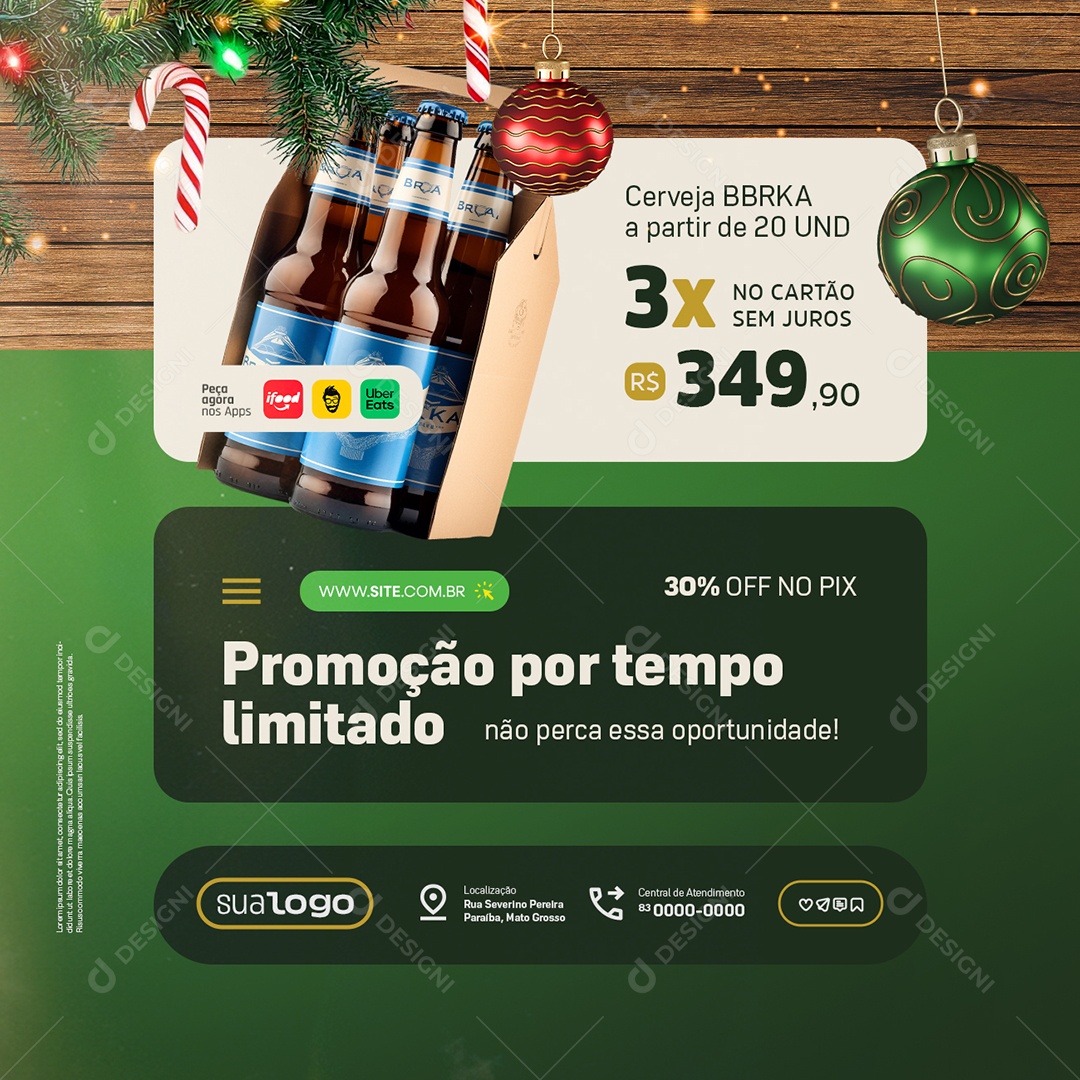 Distribuidora Natal de Ofertas Promoção Por Tempo Limitado Social Media PSD Editável