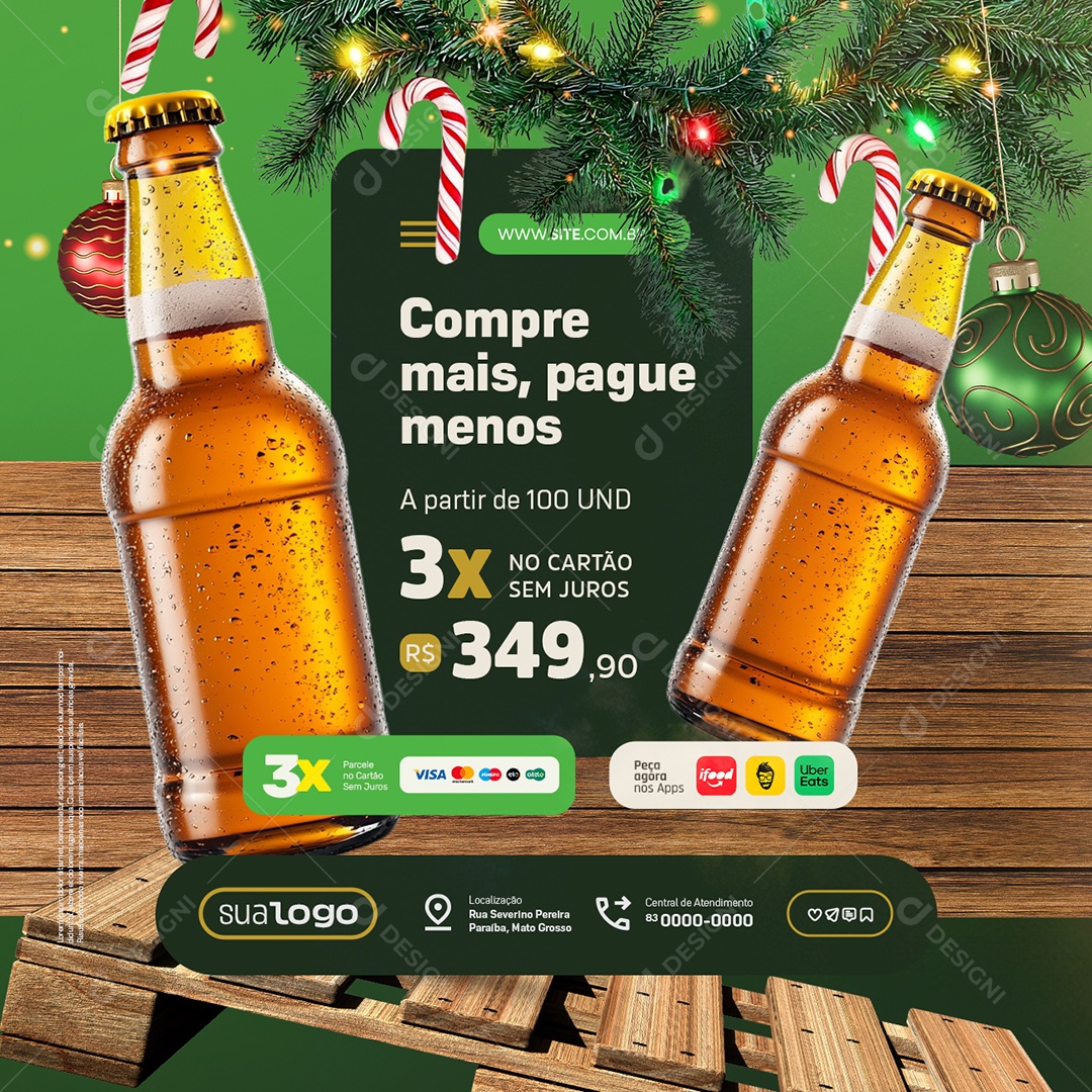 Distribuidora Natal de Ofertas Compre Mais Pague Menos Social Media PSD Editável