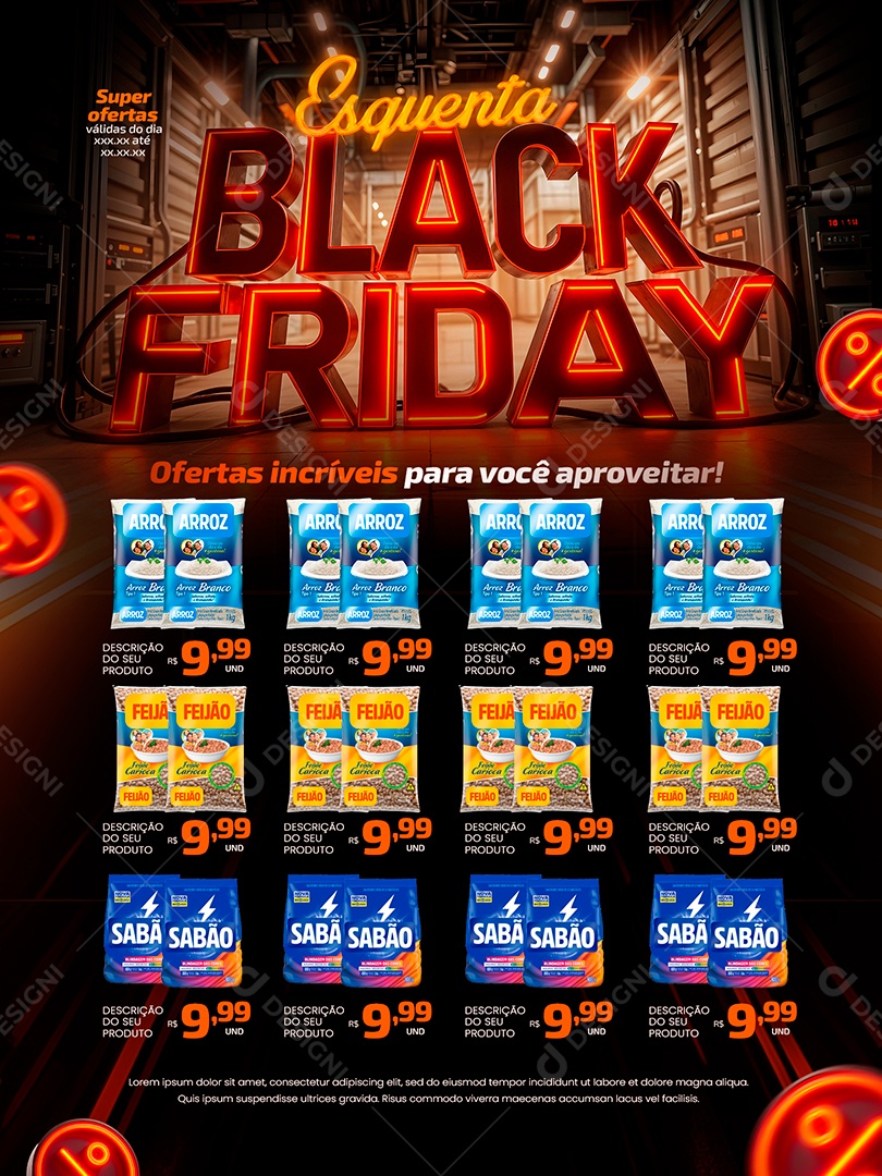 Encarte Supermercado Black Friday Social Media PSD Editável