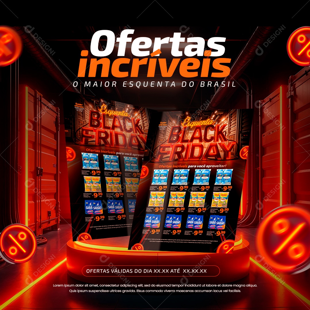 Encarte Supermercado Black Friday  Social Media PSD Editável