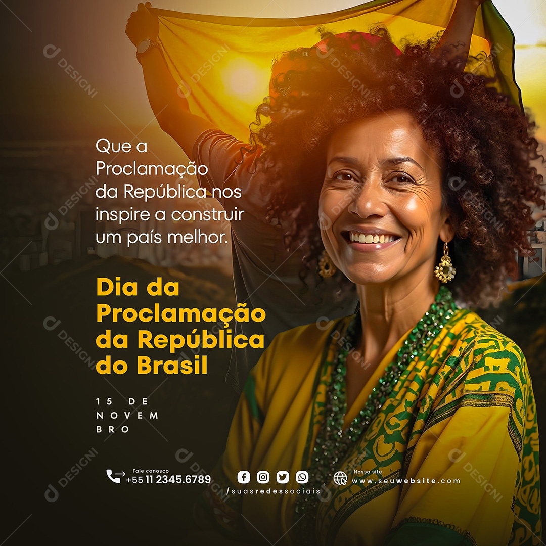 Dia da Proclamação Da República 15 De Novembro Social Media PSD Editável